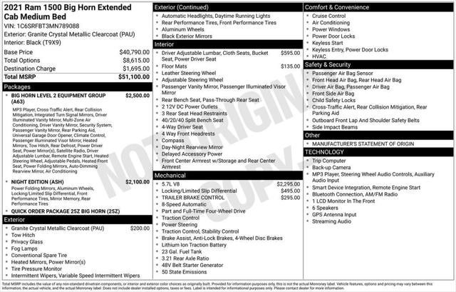 2021 RAM Ram 1500 Big Horn Quad Cab 4x4 6'4' Box