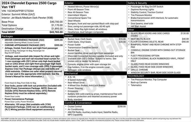 2024 Chevrolet Express Cargo RWD 2500 Regular Wheelbase WT