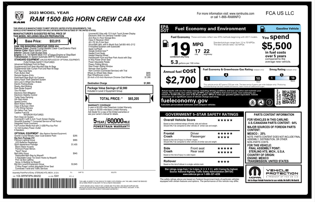 2023 RAM 1500 Big Horn/Lone Star