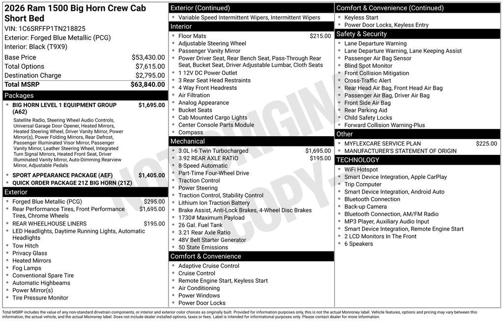 2026 RAM 1500 Big Horn Crew Cab 4x4 5'7' Box