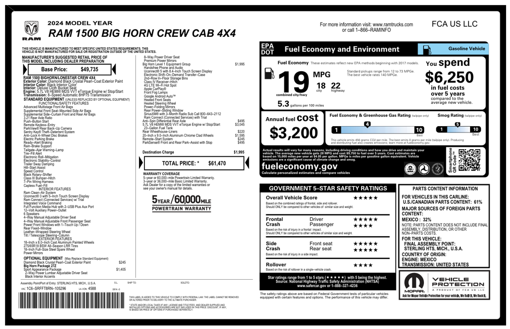 2024 RAM Ram 1500 Big Horn/Lone Star