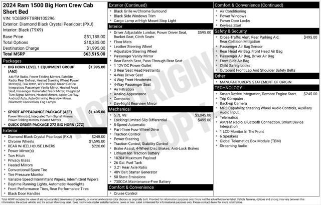 2024 RAM Ram 1500 Big Horn Crew Cab 4x4 5'7' Box