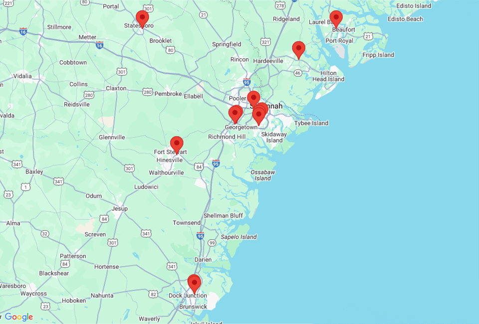 Map of Vaden Chevrolet of Hinesville in HINESVILLE GA